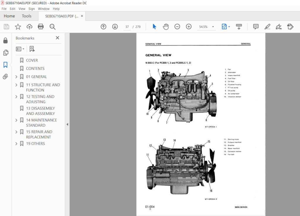 Komatsu Cummins N855-C, NT855-C, NTA855-C, N-855 Series Diesel Engine