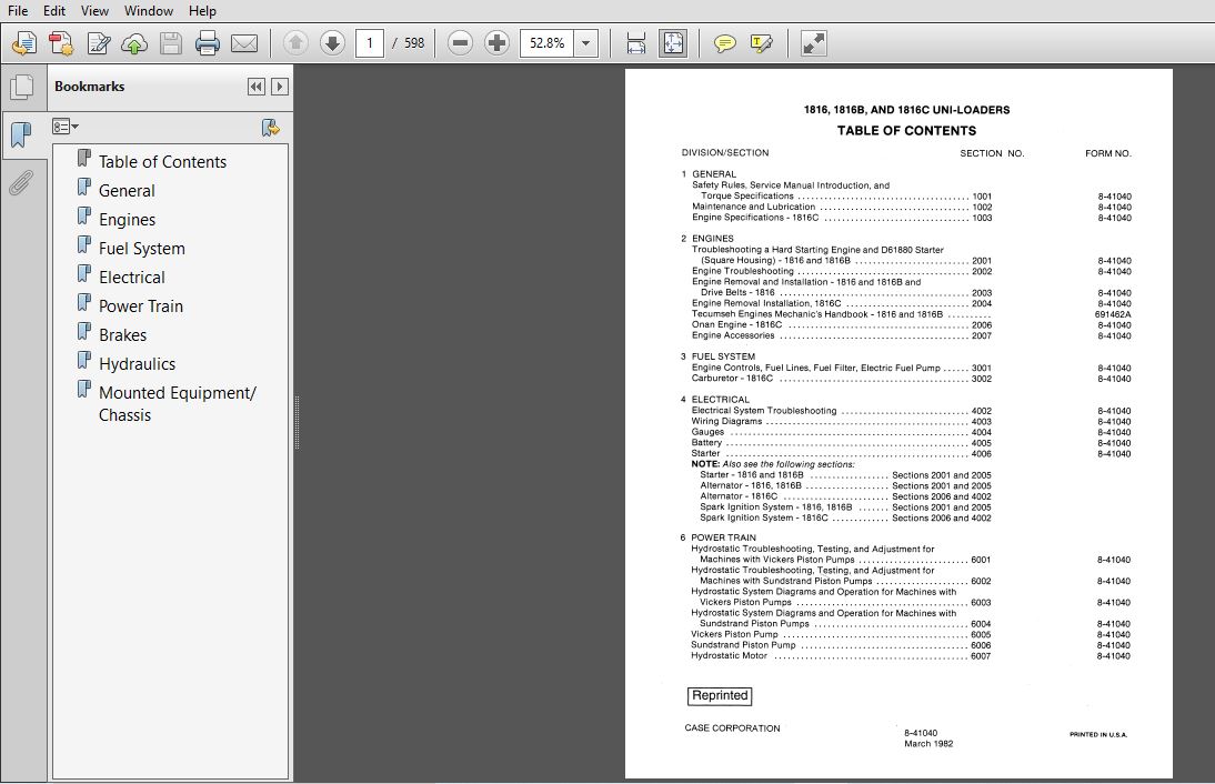 Case 1816,1816B & 1816C Uni-Loaders Service Repair Manual Case 1816