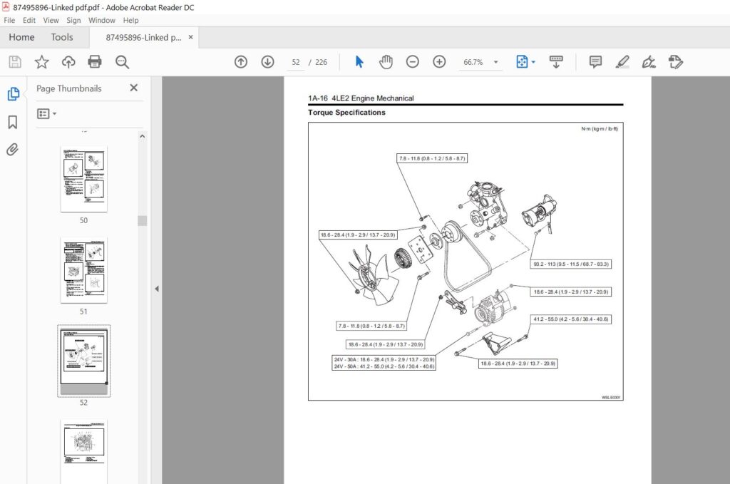 Case Engine Isuzu 4LE2 Tier 3 Repair Manual 87495896 PDF