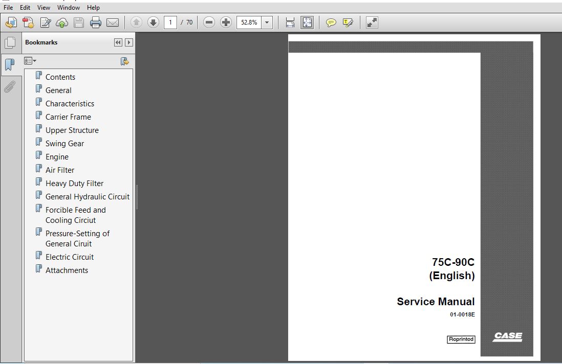 Case Hydraulic Excavator 75C-90C Service Manual 01-0018E - PDF DOWNLOAD