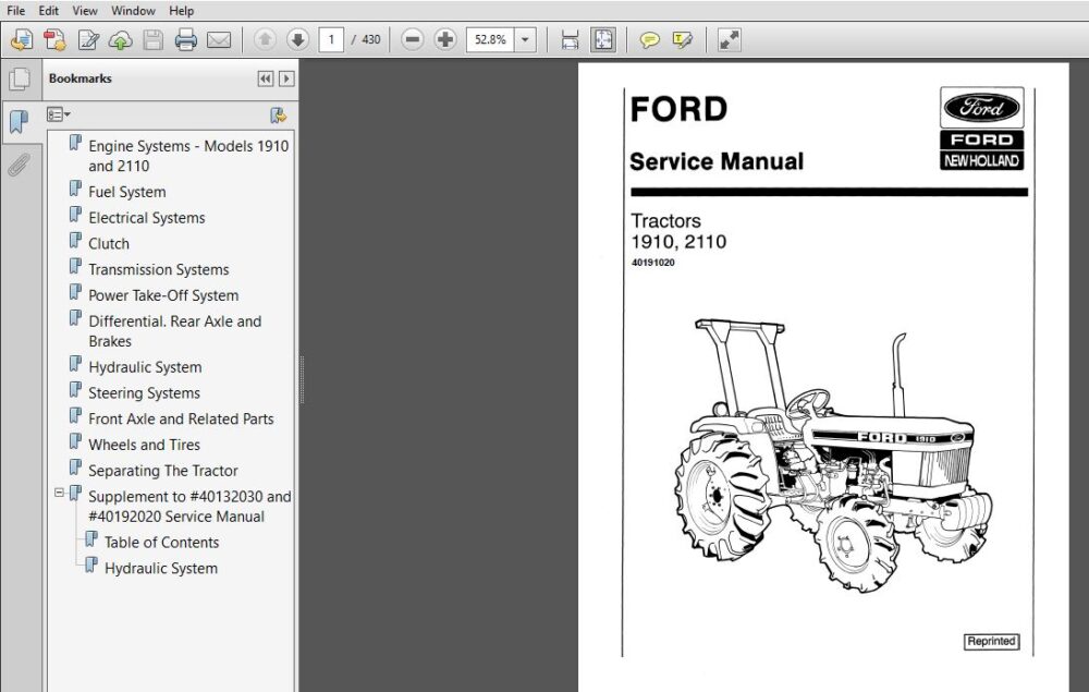 New Holland Ford 1910 2110 Tractor Service Repair Manual (40191020