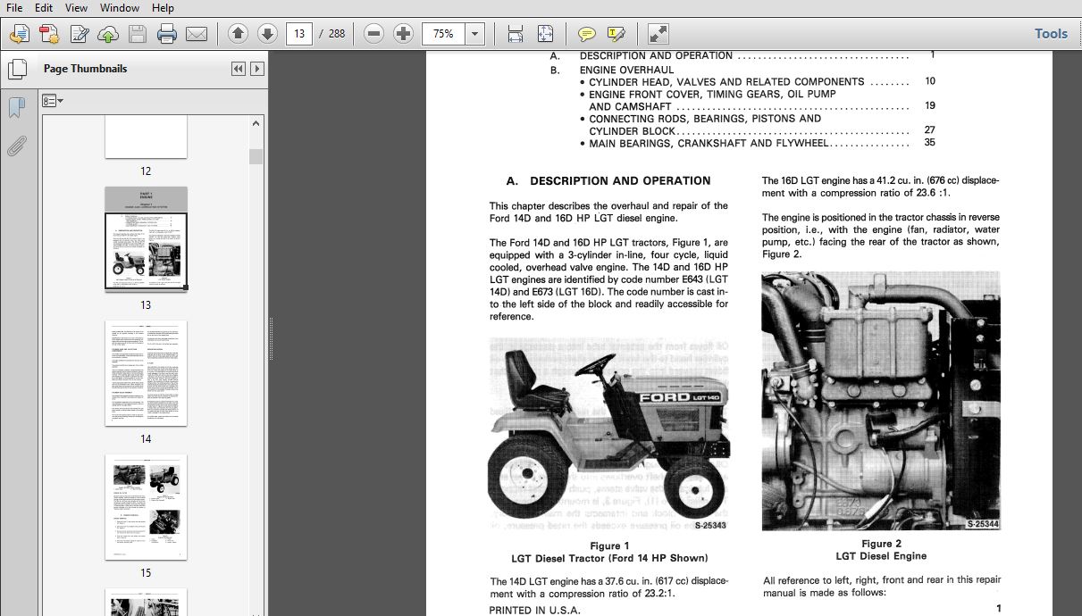 Ford Lawn & Garden LGT 16 Dsl Parts Manual