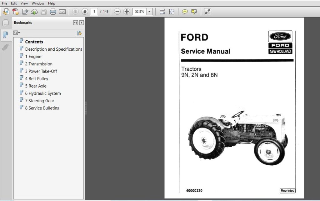 New Holland Ford Tractor 9N 2N & 8N Service Repair Manual (40000230) NH