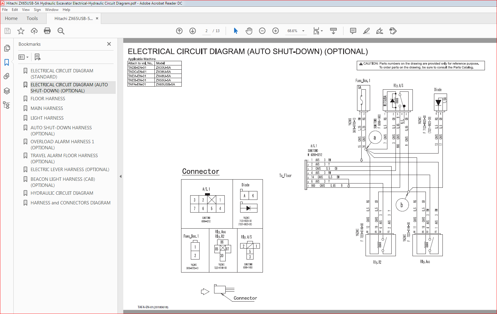 Hitachi ZX65USB-5A Hydraulic Excavator Electrical-Hydraulic 