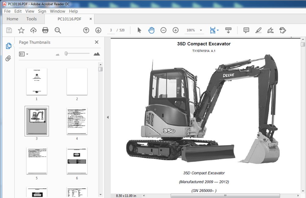 John Deere 35D Compact Excavator Parts Catalog Manual (PC10116) PDF Download HeyDownloads