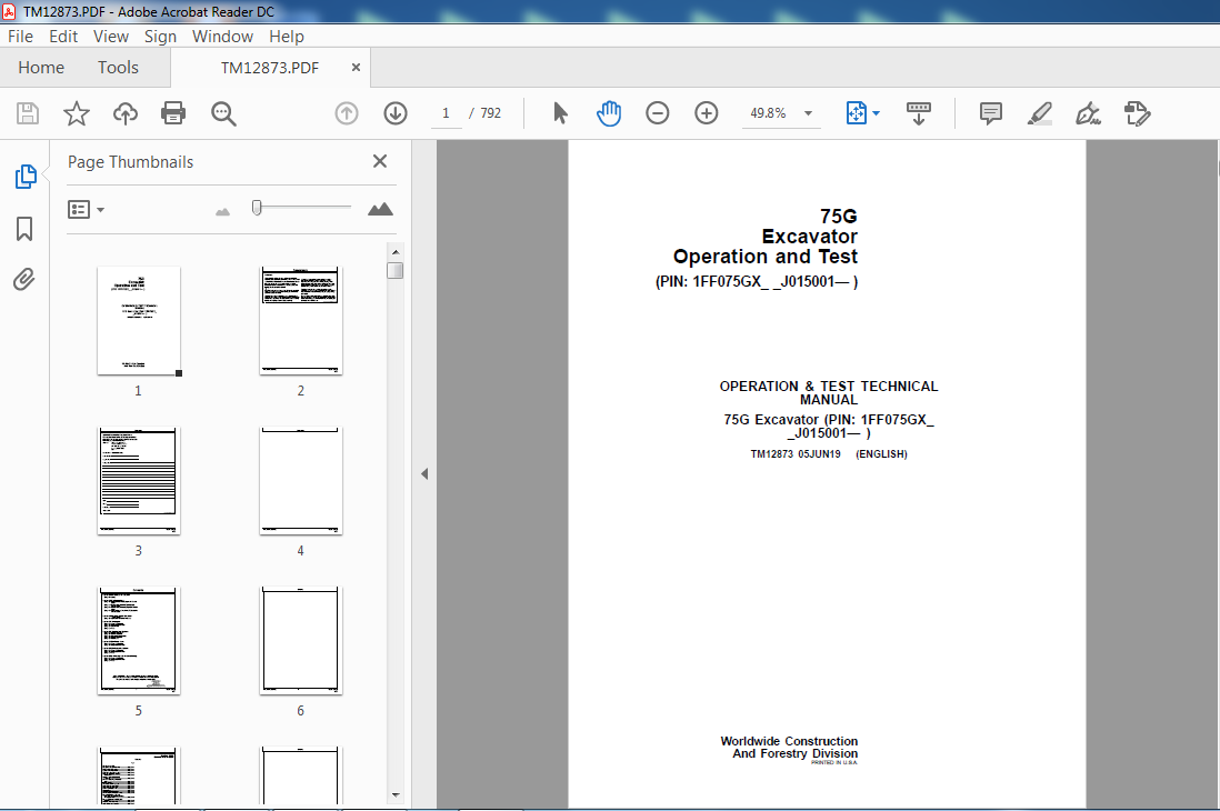 John Deere 75G Excavator Operation & Test+Repair Technical Manual - PDF  DOWNLOAD - HeyDownloads - Manual Downloads