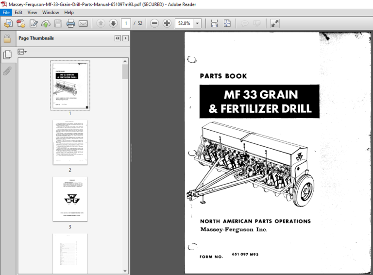 Massey Ferguson 33 Grain Drill Parts