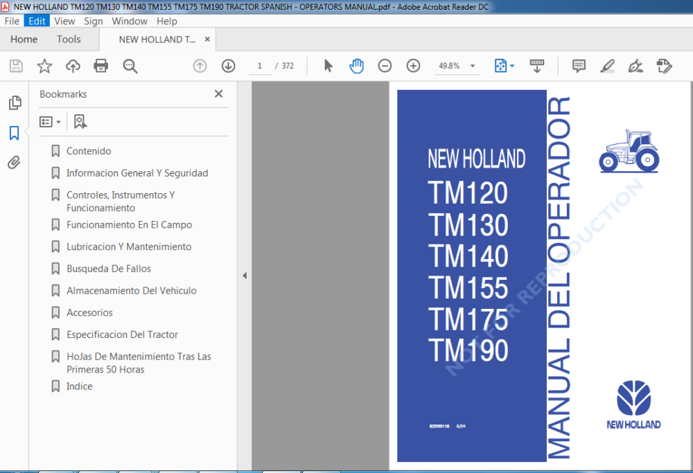 Manuel D'atelier New Holland TM Série (TM120 à TM190) - CD Neuf Pour Tracteurs Agricoles