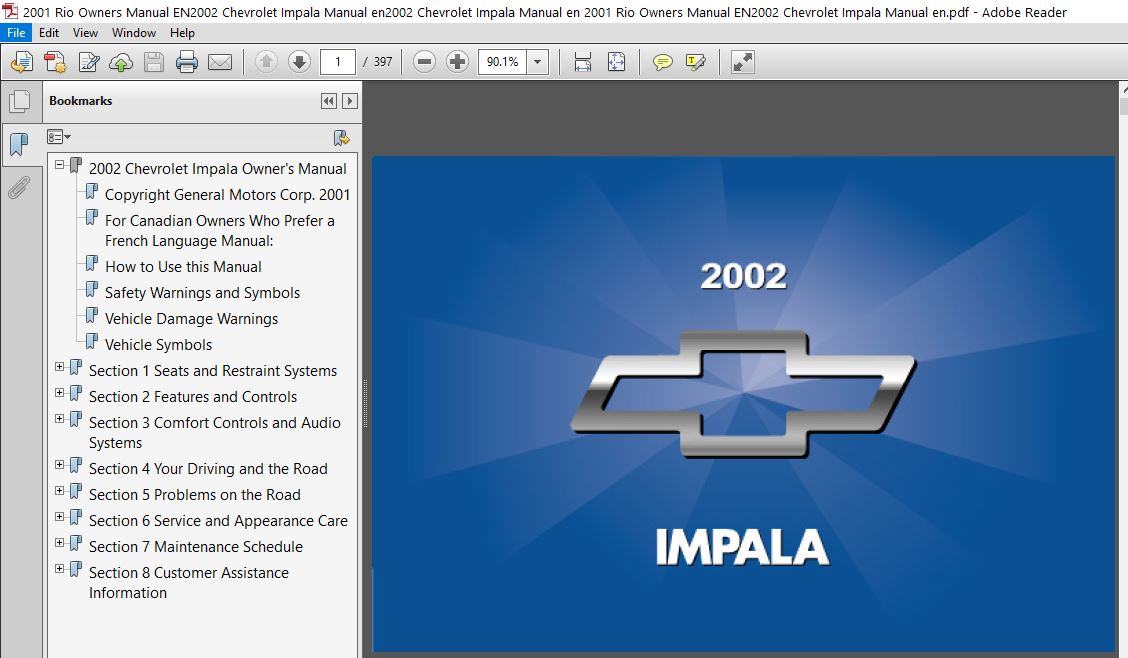 2002 Chevrolet Impala Owner's Manual - PDF DOWNLOAD - HeyDownloads - Manual  Downloads