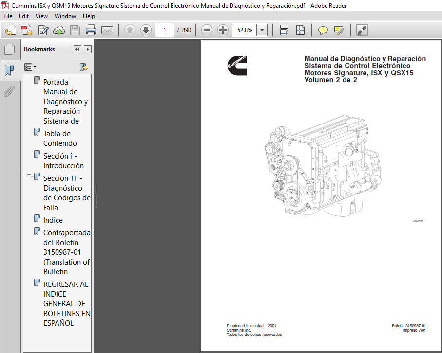 Cummins ISX y QSM15 Motores Signature Sistema de Control Electrónico