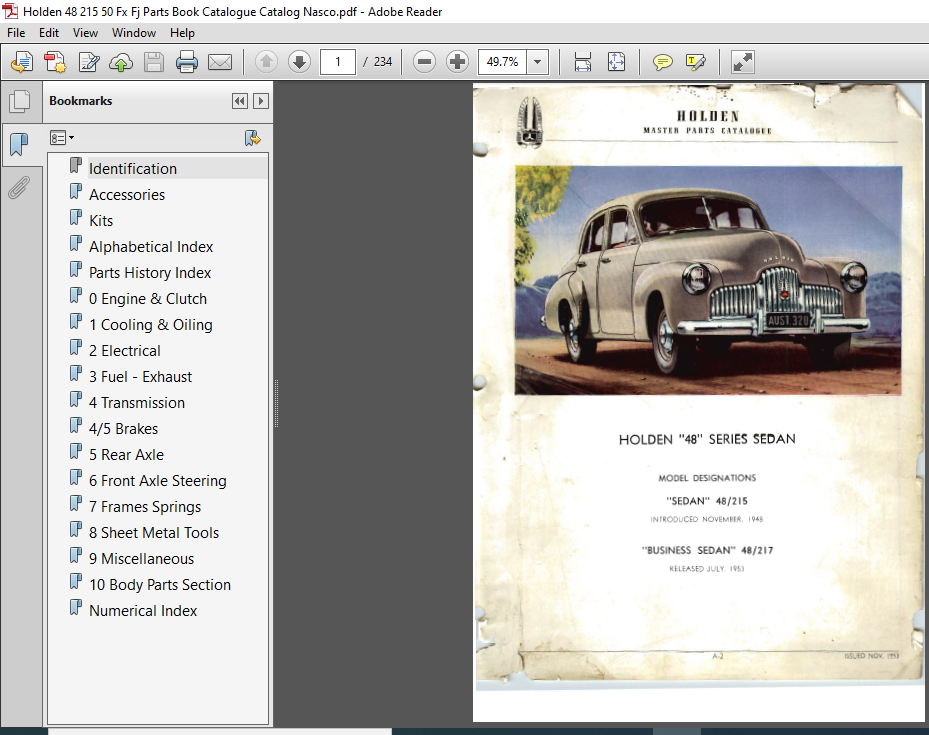 Holden 48 Series Sedan Parts Catalog Manual - PDF DOWNLOAD - HeyDownloads -  Manual Downloads