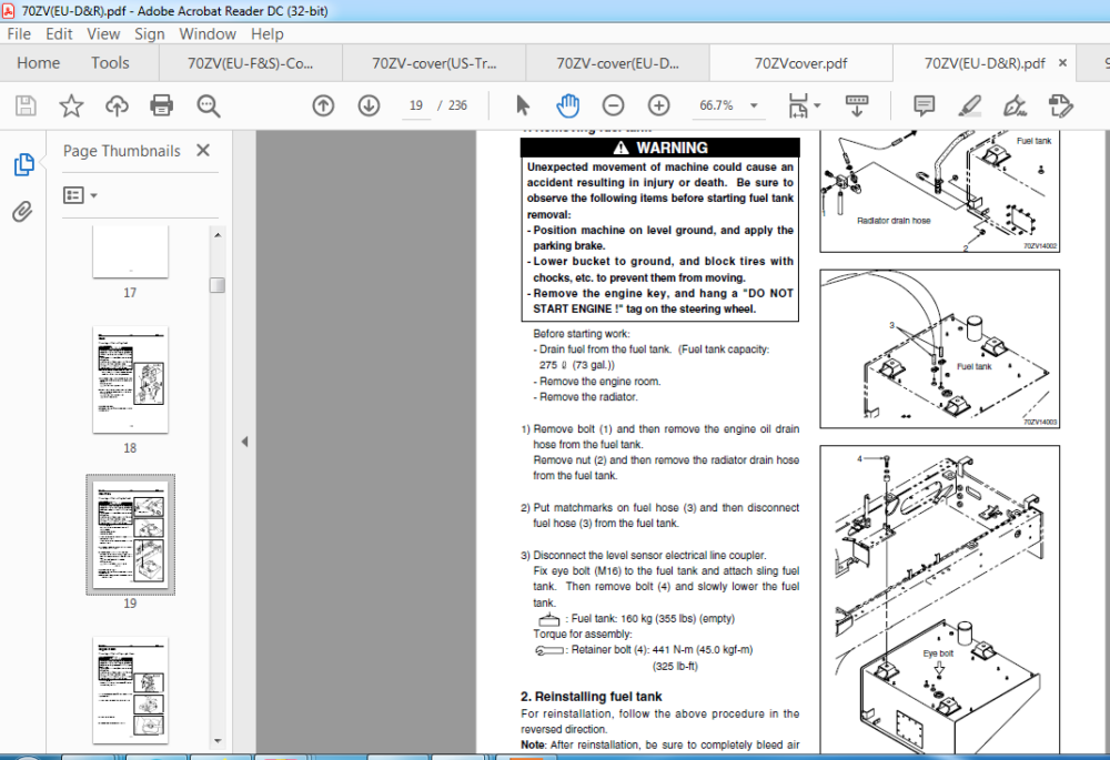Kawasaki Wheel Loader 70ZV Circuit Diagram + Workshop Manual + Parts Catalog Manual