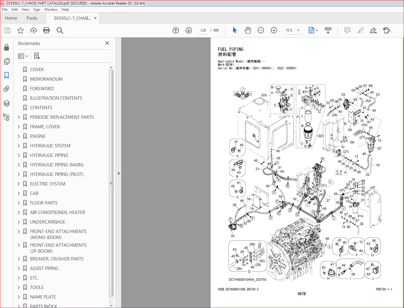Kawasaki Wheel Loader ZX350 7 Operational & Service Manual & Parts 
