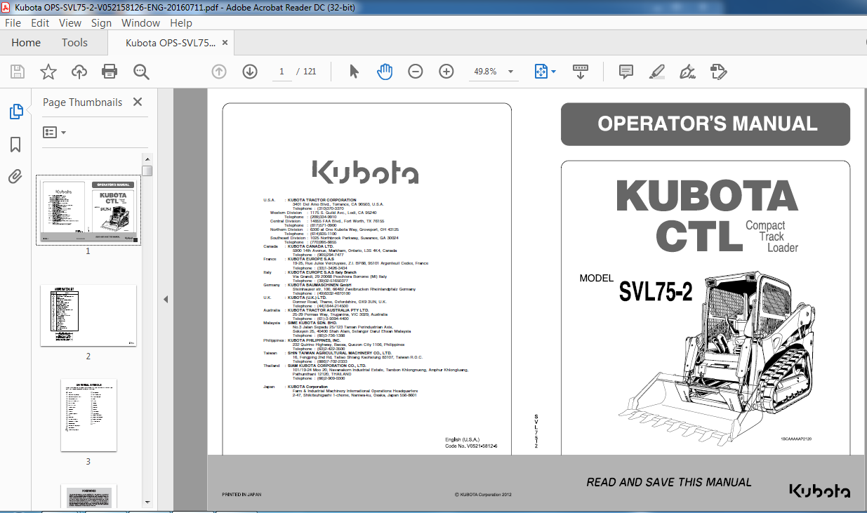 Kubota SVL752 Compact Track Loader Operator