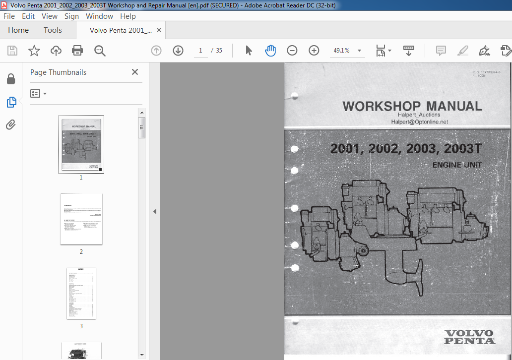 Volvo Penta 2001 2002 2003 2003T Engine Manual PDF DOWNLOAD