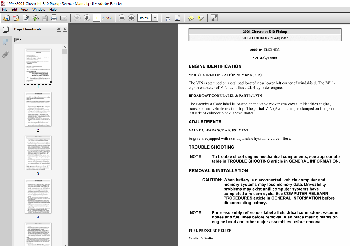 1994-2004 Chevrolet S10 Pickup Service Manual - PDF DOWNLOAD - HeyDownloads  - Manual Downloads