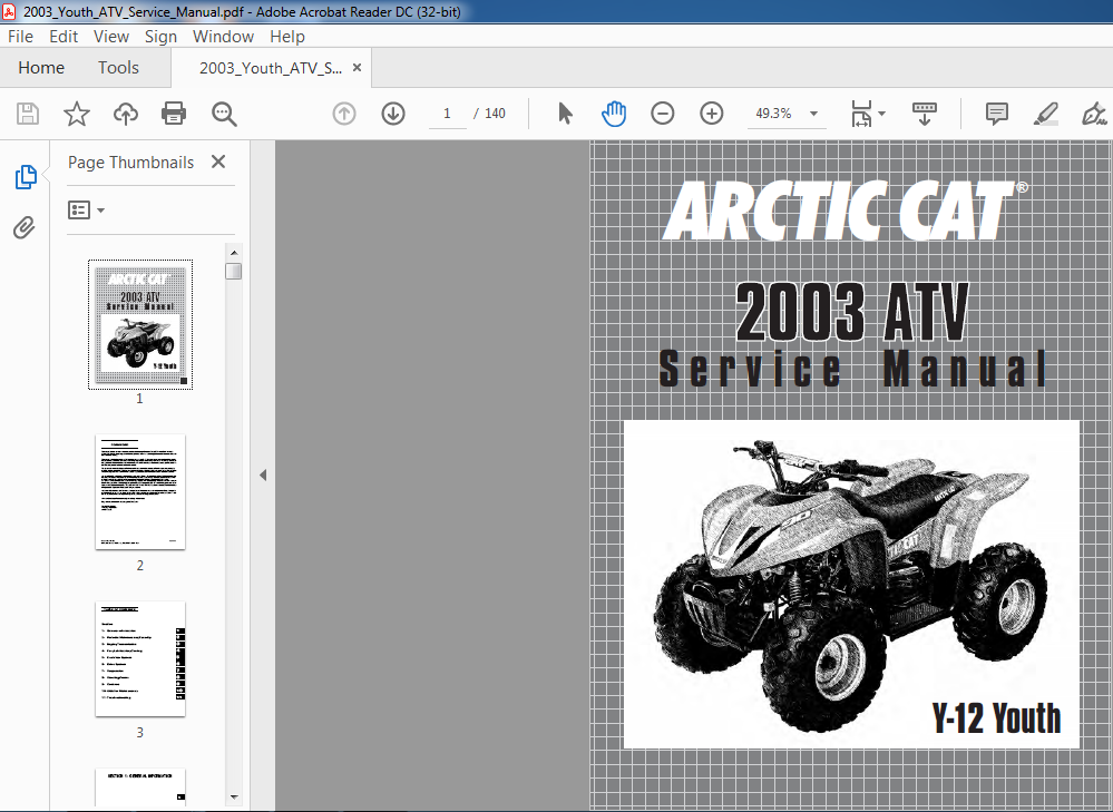 2003 ARCTIC CAT Y12 TOUTH ATV SERVICE MANUAL PDF DOWNLOAD