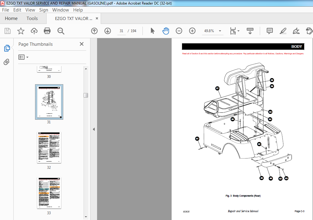 EZGO TXT VALOR SERVICE AND REPAIR MANUAL (GASOLINE) PDF DOWNLOAD