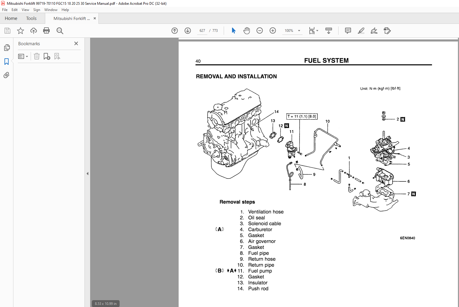 Mitsubishi Forklift FGC15 FGC18 FGC20 FGC25 FGC30 Trucks Service Manual