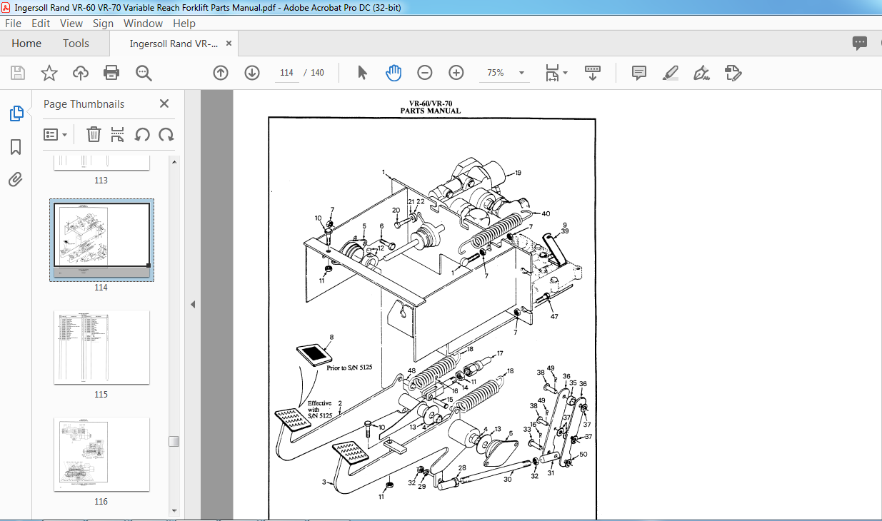 Ingersoll Rand VR 60 VR 70 Variable Reach Forklift Parts Manual PDF DOWNLOAD HeyDownloads 