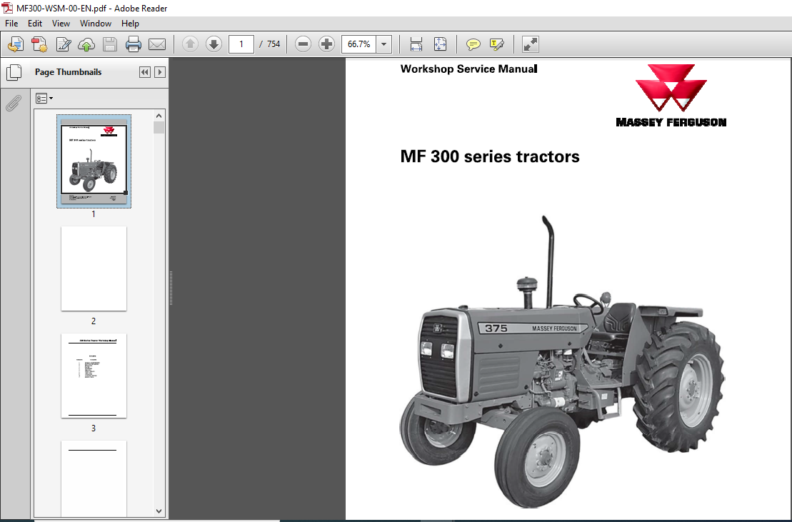 Massey Ferguson MF300 Series Tractors Service Manual PDF DOWNLOAD