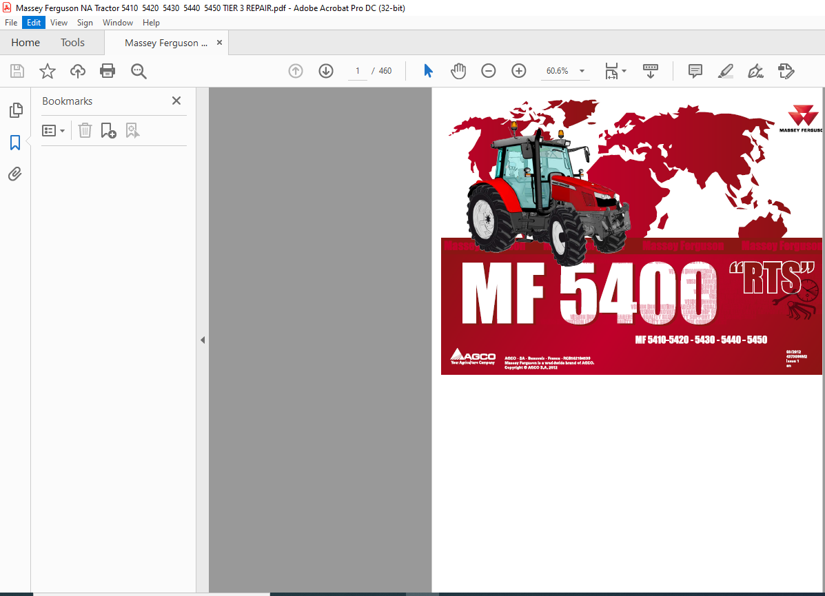 MASSEY FERGUSON TRACTOR MF5400 MF 5400 SERIES WORKSHOP REPAIR MANUAL DOWNLOAD 