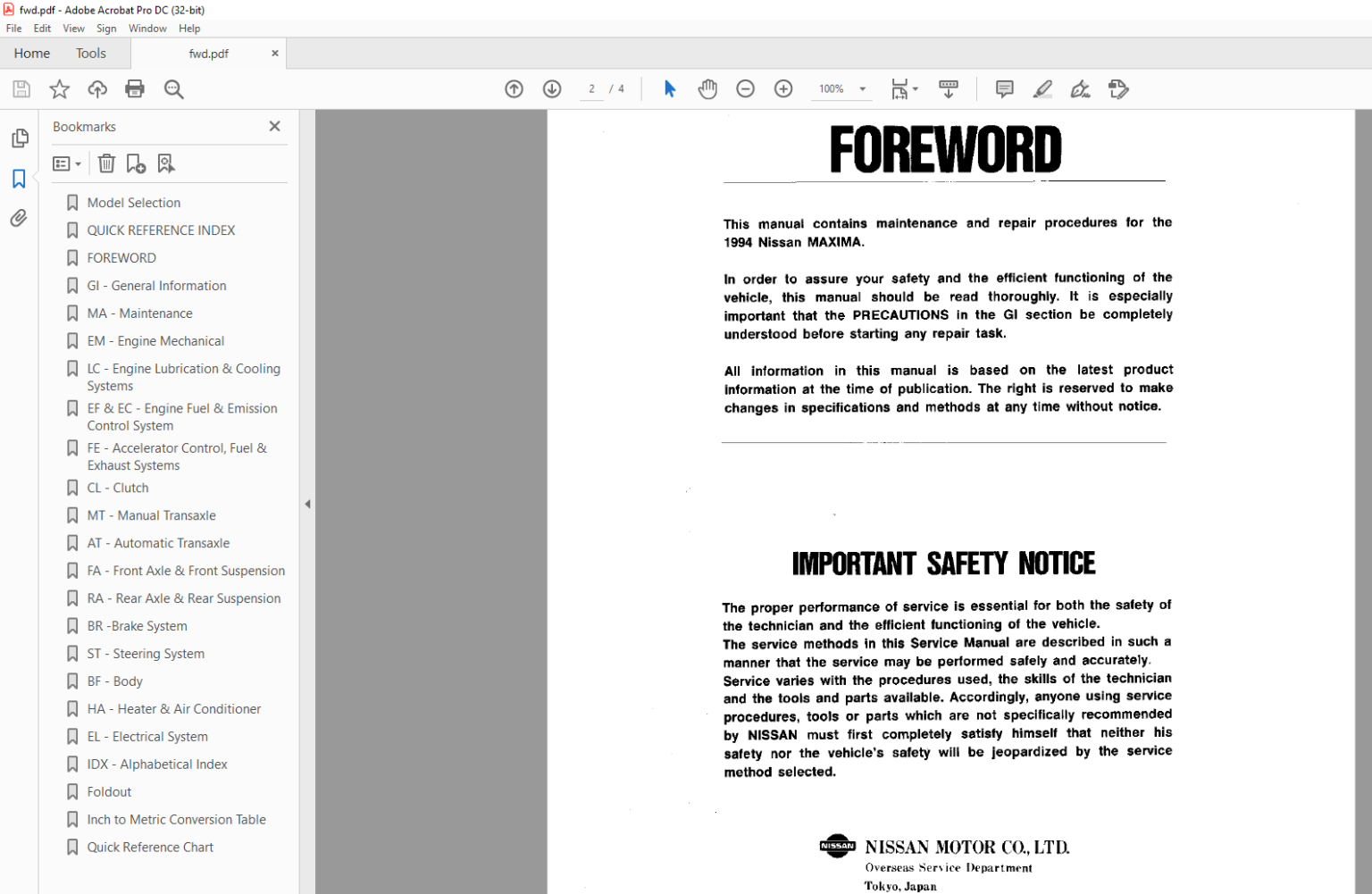 2000 NISSAN MAXIMA REPAIR MANUAL PDF visual data 2