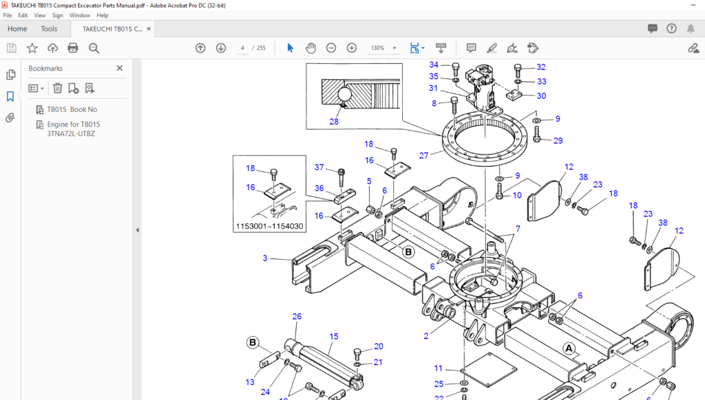 TAKEUCHI TB015 Compact Excavator Parts Manual - PDF DOWNLOAD