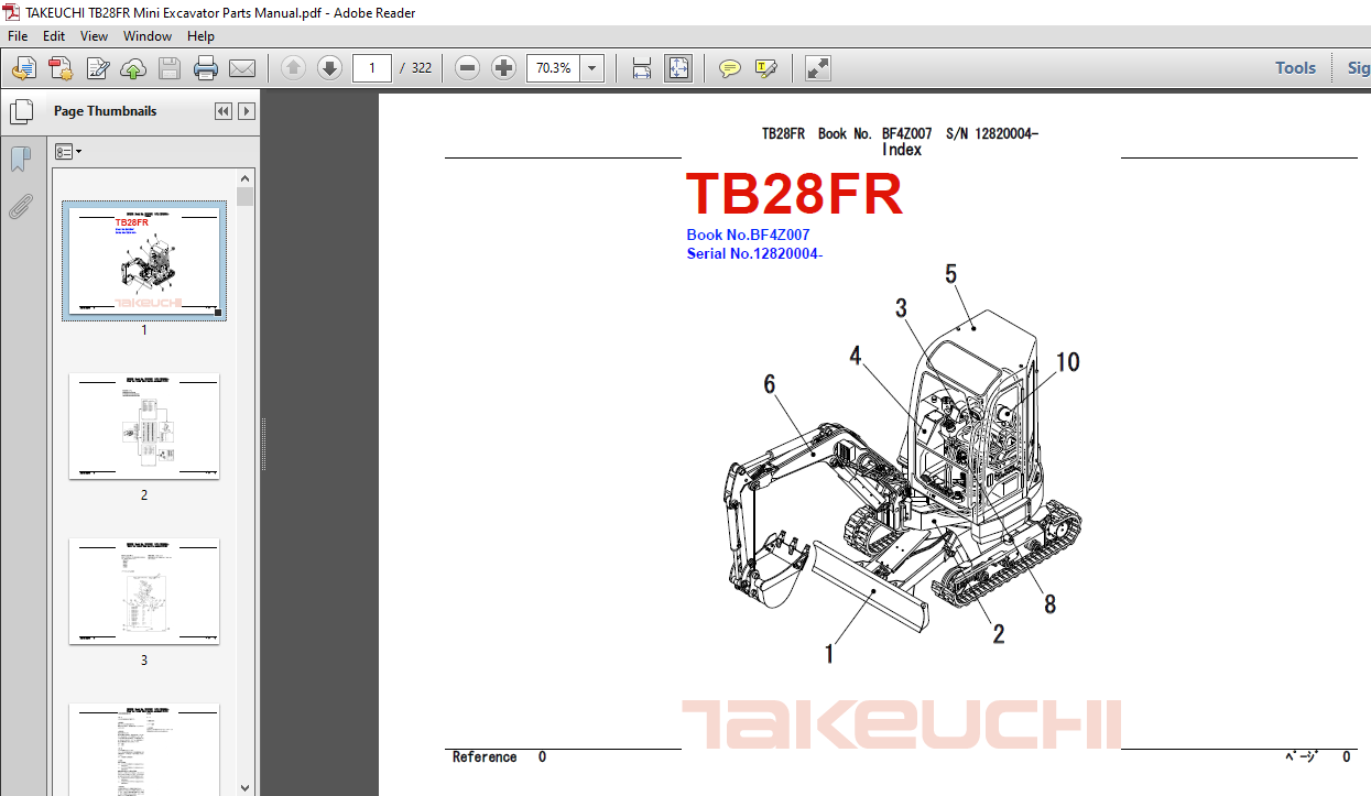 Takeuchi TB28FR Excavator Service/Repair Manual PDF Workshop File on CD!