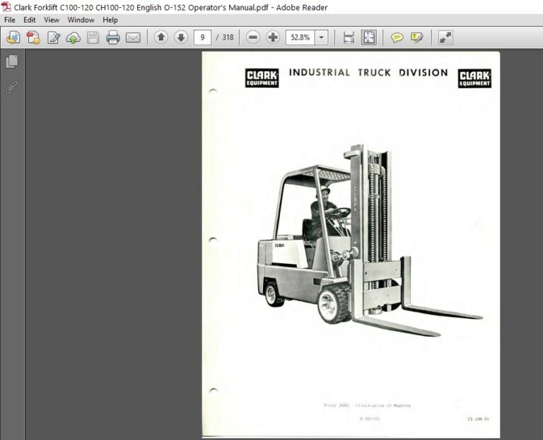 Clark Forklift C100-120 CH100-120 English O-152 Operator's Manual ...