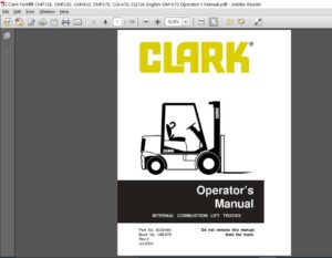 Clark Forklift CMP158, CMP230, CMP450, CMP570, CGC470, CQ158 English OM ...