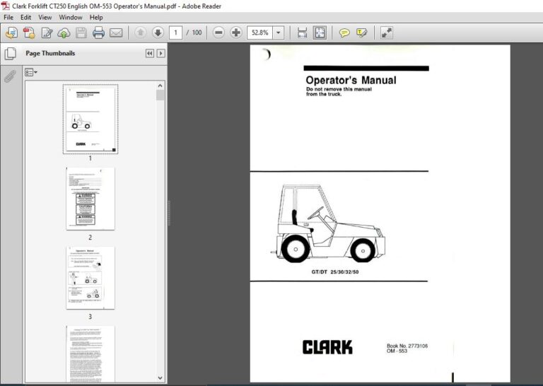 Clark Forklift CT250 English OM-553 Operator's Manual - HeyDownloads ...