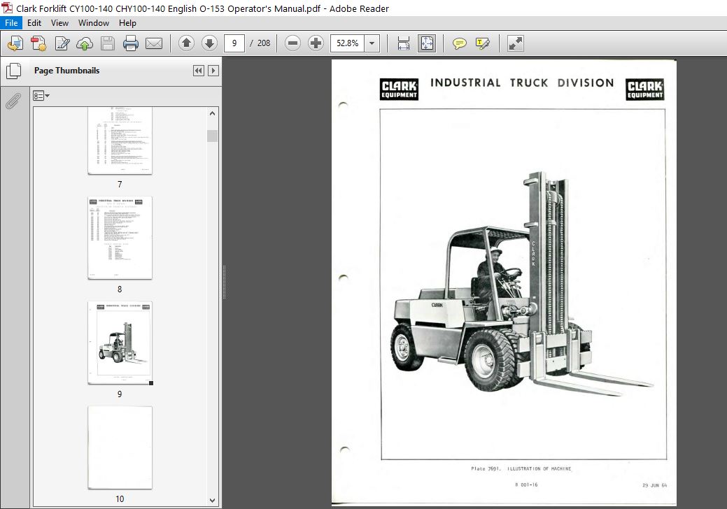 Clark Forklift CY100-140 CHY100-140 English O-153 Operator's Manual ...
