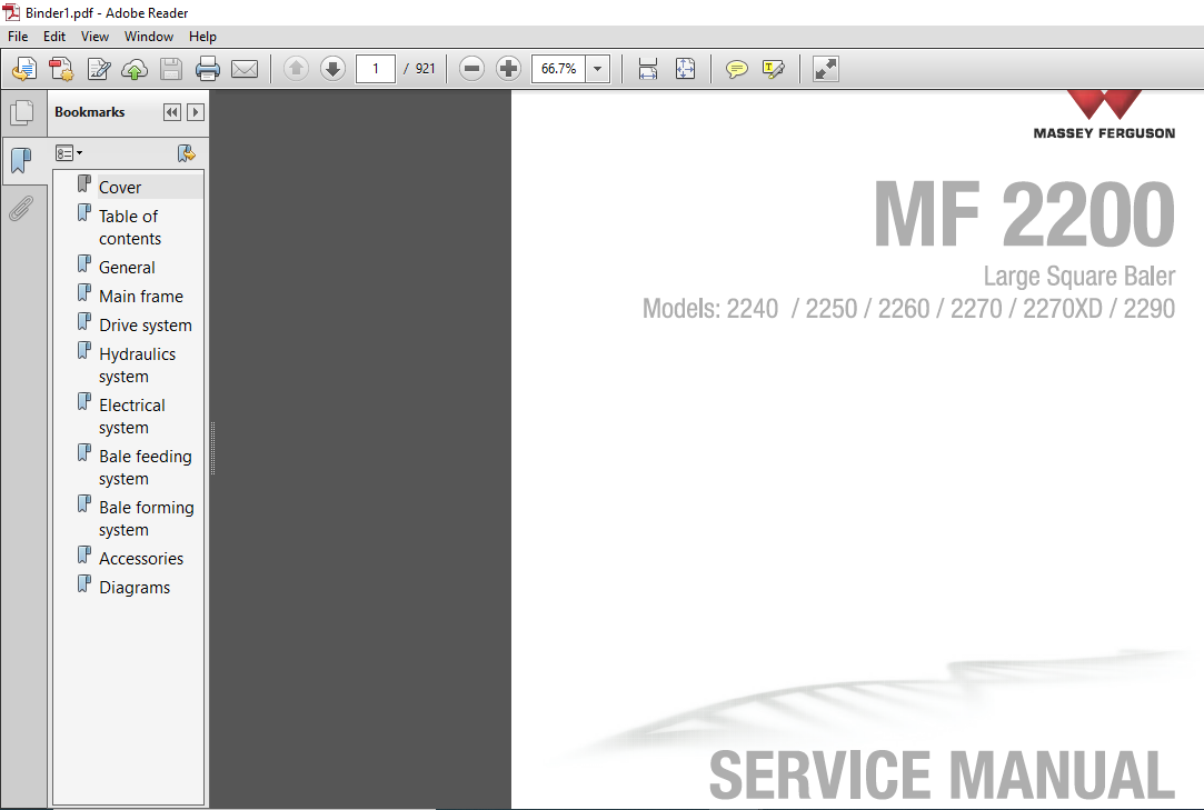 Massey Ferguson Mf 20 Series 2240 2250 2260 2270 2270xd 2290 Large Square Baler Service Manual Pdf Heydownloads Manual Downloads