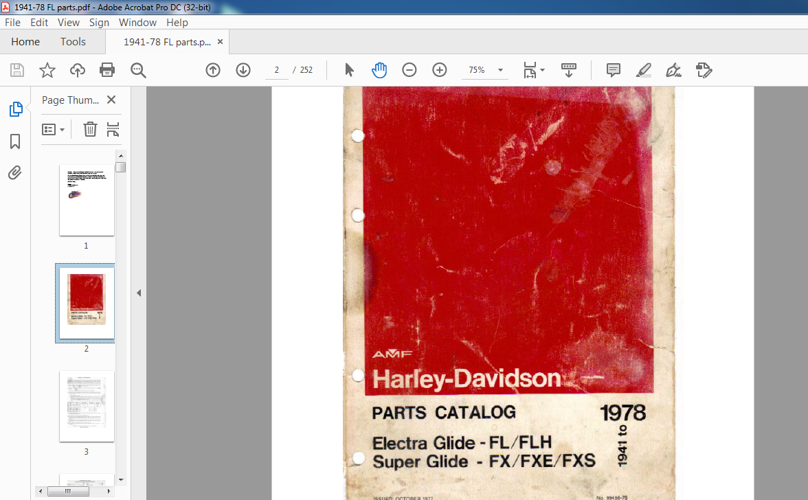19411978 Harley Davidson FL FLH FX FXE FXS PARTS CATALOG PDF