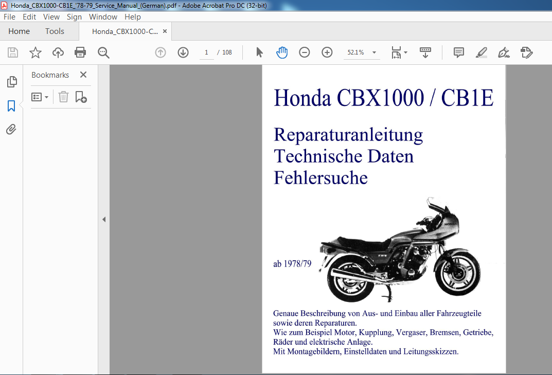 1978- 1979 Honda CBX1000 CB1E SERVICE MANUAL - PDF DOWNLOAD