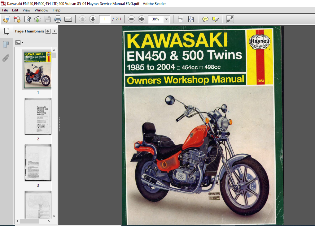 1985-2004 Kawasaki & 500 Twins Owners Workshop Manual - PDF DOWNLOAD - HeyDownloads Manual