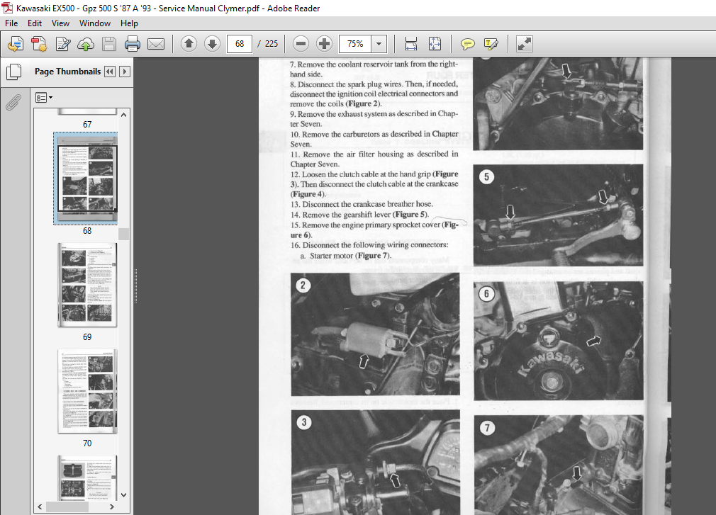 1987-1993 Kawasaki EX500 GPZ500S Clymer Service Manual - PDF 