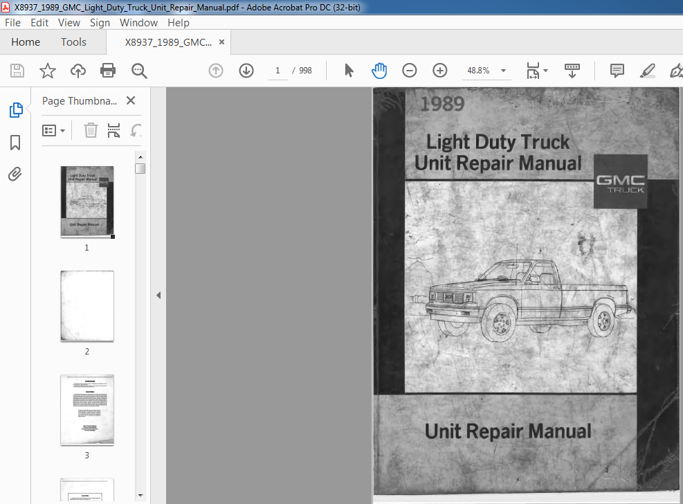 1989 X8937 GMC Light Duty Truck Unit Repair Manual PDF