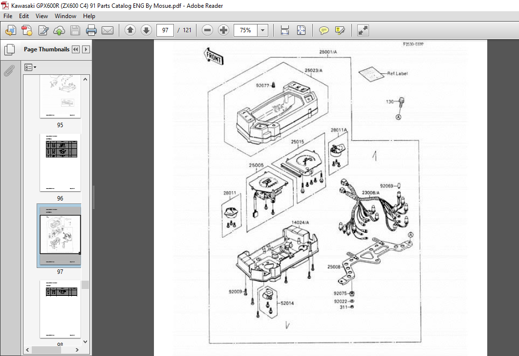 1991 Kawasaki GPX600R ZX600C-4 Part Diagrams Manual - PDF DOWNLOAD 