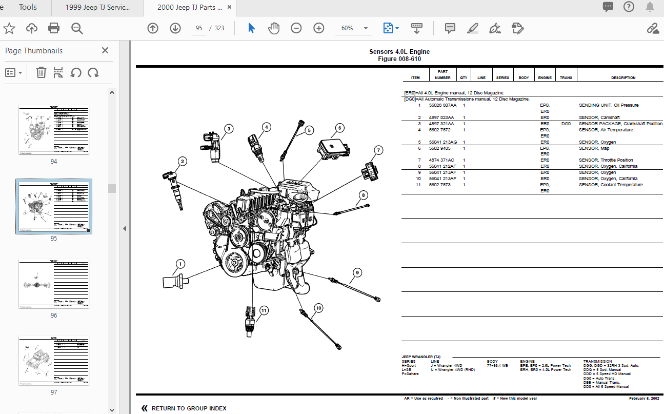 2000 Jeep Wrangler TJ Parts List Manual - PDF DOWNLOAD - HeyDownloads -  Manual Downloads