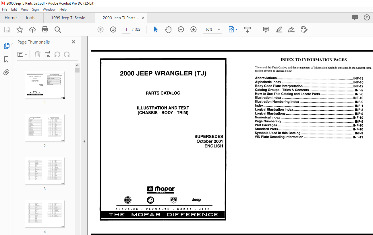 2000 Jeep Wrangler TJ Parts List Manual - PDF DOWNLOAD - HeyDownloads -  Manual Downloads