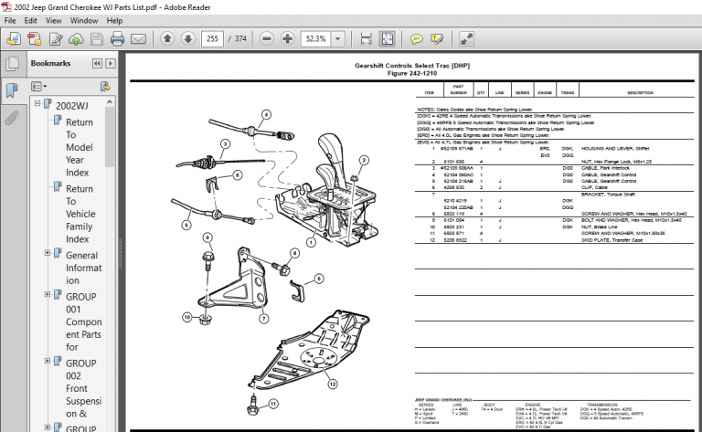 2002 Jeep Grand Cherokee WJ Parts List Manual PDF
