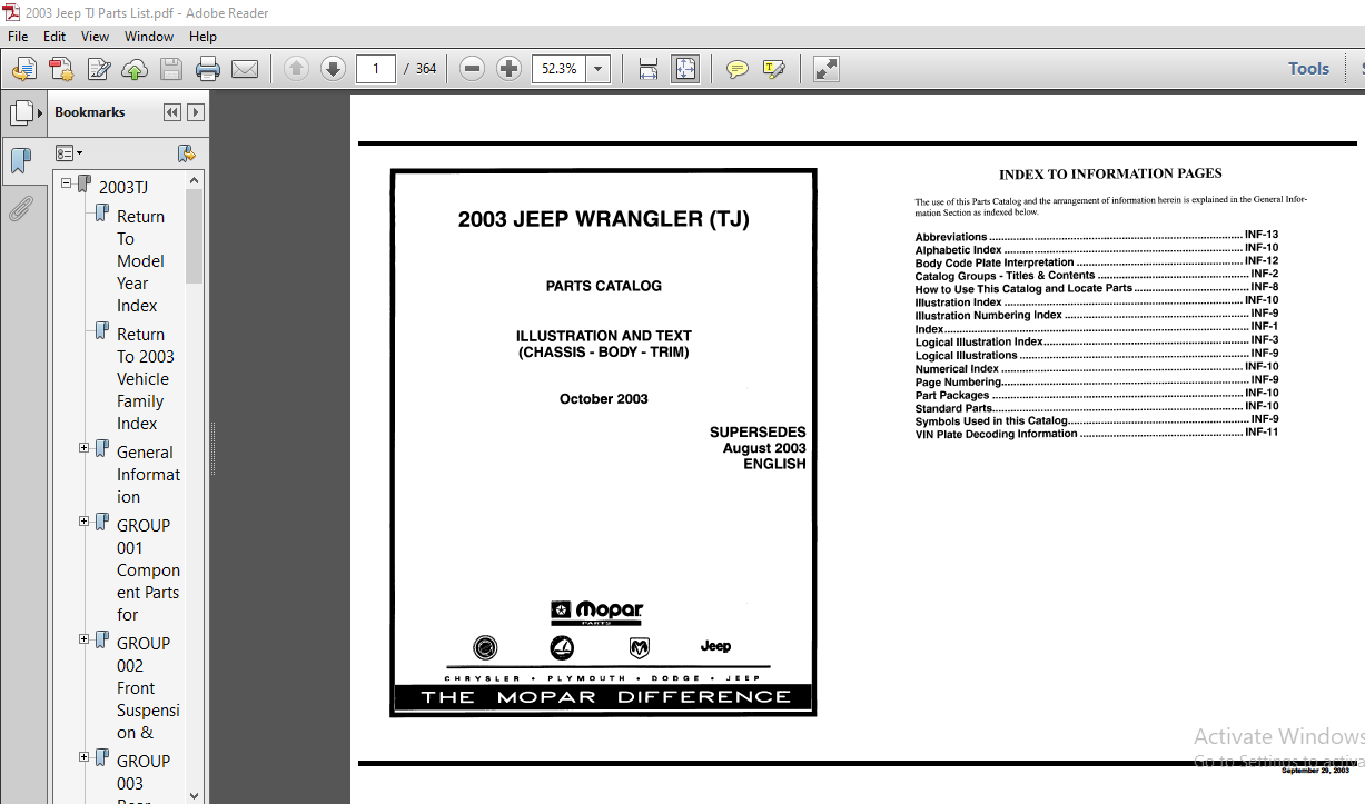 2003 Jeep Wrangler TJ Parts Catalog Manual - PDF DOWNLOAD - HeyDownloads - Manual Downloads 2003 Jeep Wrangler TJ Parts Catalog Manual - PDF DOWNLOAD - HeyDownloads - Manual Downloads