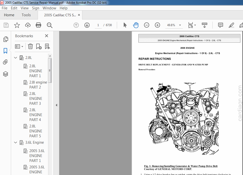 Repair Manual-Luxury Chilton 28550 fits 03-04 Cadillac CTS 