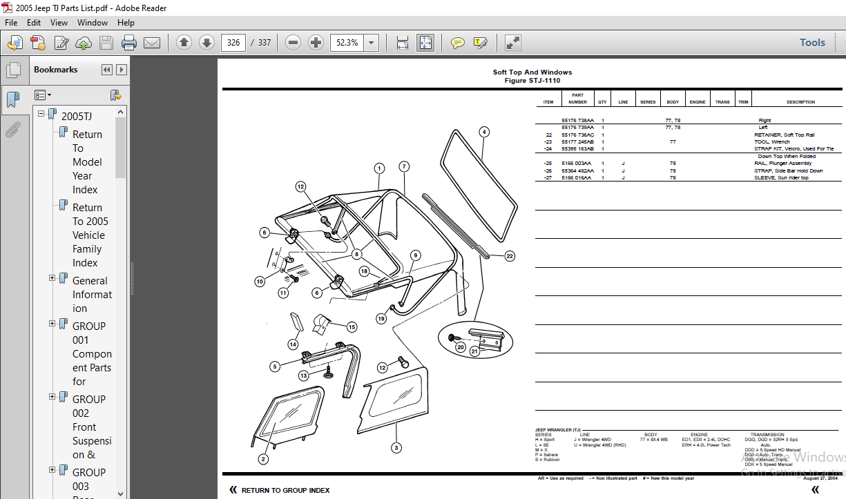 2005 Jeep Wrangler TJ Parts Catalog Manual - PDF DOWNLOAD - HeyDownloads -  Manual Downloads