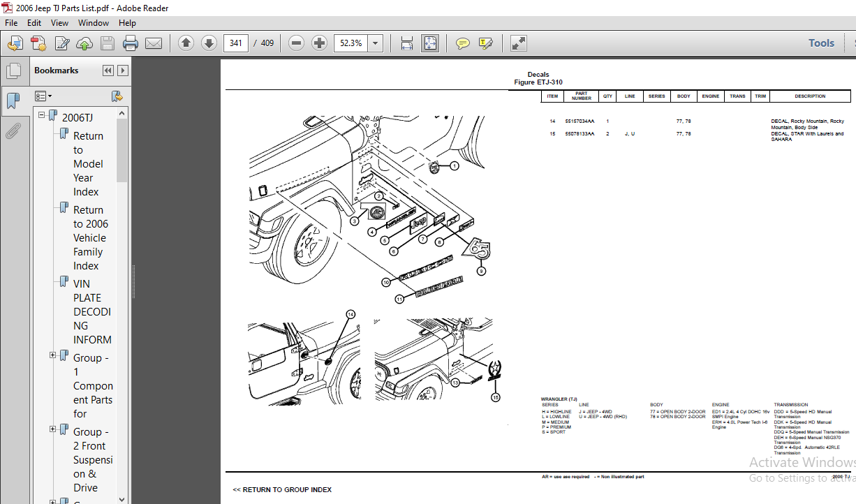 2006 Jeep Wrangler TJ Parts Catalog Manual - PDF DOWNLOAD - HeyDownloads -  Manual Downloads