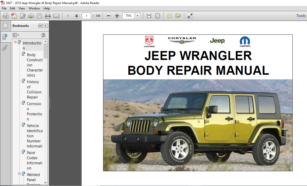 2007 2010 Jeep Wrangler JK Body Repair Manual PDF DOWNLOAD