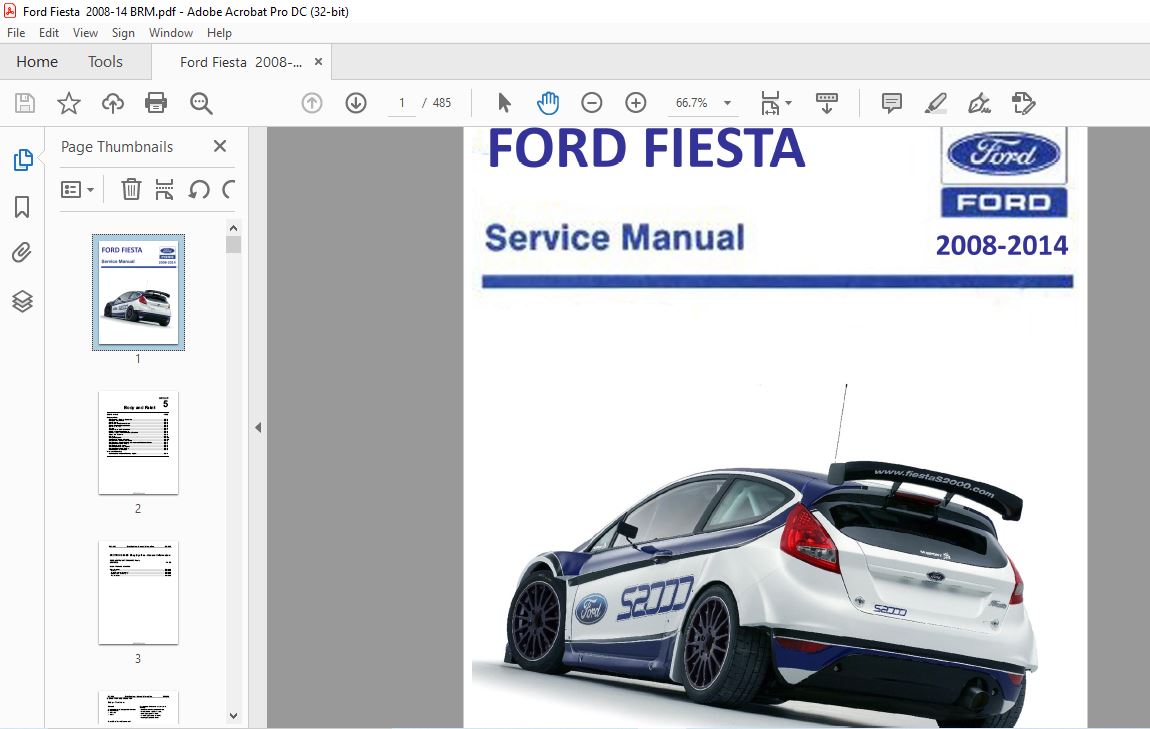 ford fiesta service manual 2008-2014