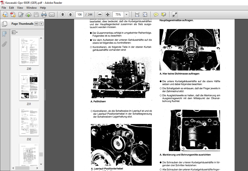 Kawasaki GPZ 900 R (ZX900 A) Werkstatthandbuch Manual PDF DOWNLOAD